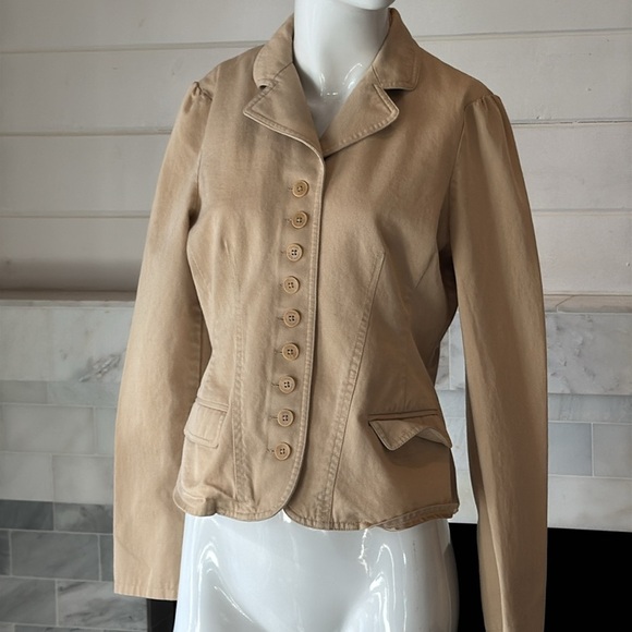 Lauren Ralph Lauren Khaki Tan Soft Cotton Classic Blazer with Pocket Size M - Picture 2 of 11
